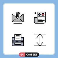 4 User Interface Filledline Flat Color Pack of modern Signs and Symbols of delete printer trash credit office Editable Vector Design Elements