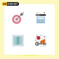 Group of 4 Modern Flat Icons Set for arrow benchmark target website keyword Editable Vector Design Elements