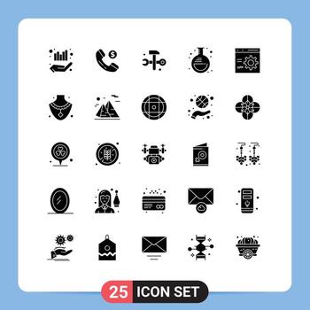 25 Thematic Vector Solid Glyphs and Editable Symbols of develop browser databases lab flask Editable Vector Design Elements