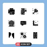 Group of 9 Modern Solid Glyphs Set for console controller mobile phone gaming celebrate Editable Vector Design Elements