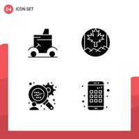 4 Creative Icons Modern Signs and Symbols of cart finance analysis golf cart leaf device Editable Vector Design Elements