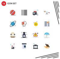 Stock Vector Icon Pack of 16 Line Signs and Symbols for begin circular grid motorhome circular view Editable Pack of Creative Vector Design Elements