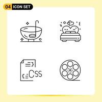 Universal Icon Symbols Group of 4 Modern Filledline Flat Colors of dinner coding punch love develop Editable Vector Design Elements