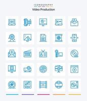 Creative Video Production 25 Blue icon pack  Such As famous video. digital audio editor. . audio editing software. vector