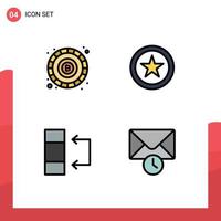 Set of 4 Vector Filledline Flat Colors on Grid for blockchain history favorite data time Editable Vector Design Elements
