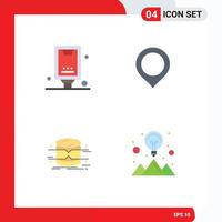 4 Flat Icon concept for Websites Mobile and Apps advertising database marketing map architecture Editable Vector Design Elements