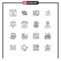 Set of 16 Commercial Outlines pack for furniture arrows internet arrow school Editable Vector Design Elements