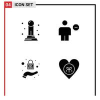 Pictogram Set of 4 Simple Solid Glyphs of business protection avatar human ecology Editable Vector Design Elements