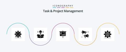 Task And Project Management Glyph 5 Icon Pack Including speaker. loud . idea . projector vector