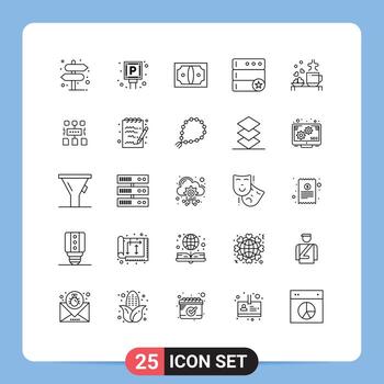 conjunto de 25 moderno ui íconos símbolos señales para corazones té negocio servidor base de datos editable vector diseño elementos