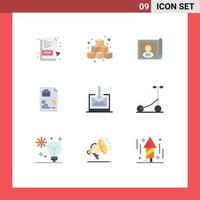 Set of 9 Modern UI Icons Symbols Signs for inbox bag bangladesh job file Editable Vector Design Elements