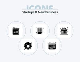 Startups And New Business Glyph Icon Pack 5 Icon Design. . building. profile. bank. sheets vector