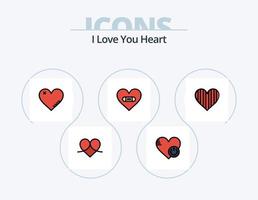 Heart Line Filled Icon Pack 5 Icon Design. gift. like. heart. love. gift vector