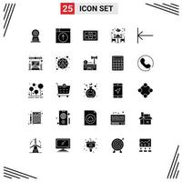 Universal Icon Symbols Group of 25 Modern Solid Glyphs of home table application restaurant dinner Editable Vector Design Elements