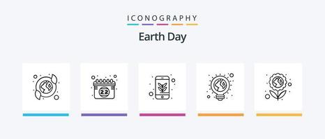 Earth Day Line 5 Icon Pack Including weather. sun. planting. summer. green. Creative Icons Design vector