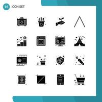 Modern Set of 16 Solid Glyphs Pictograph of growth top charity arrow money Editable Vector Design Elements