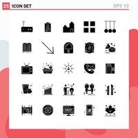 Universal Icon Symbols Group of 25 Modern Solid Glyphs of rings competition factory thumbnails grid Editable Vector Design Elements