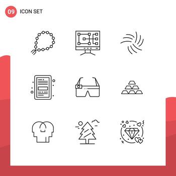 Editable Vector Line Pack of 9 Simple Outlines of device file iota education book Editable Vector Design Elements