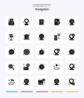 Creative Navigation 25 Glyph Solid Black icon pack  Such As gear. map. library. location. location vector