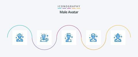 Male Avatar Blue 5 Icon Pack Including mechanic. sportsman. portrait. man. athlete vector