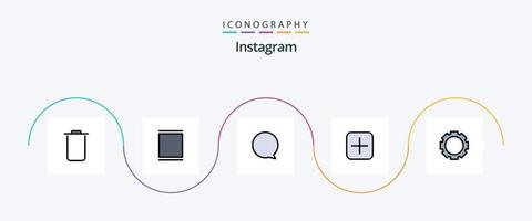 Instagram Line Filled Flat 5 Icon Pack Including . setting. instagram. gear. sets vector