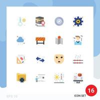 Pictogram Set of 16 Simple Flat Colors of ui cloud disc settings business Editable Pack of Creative Vector Design Elements