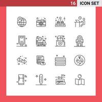 Set of 16 Modern UI Icons Symbols Signs for billboard advertising salt staff office Editable Vector Design Elements