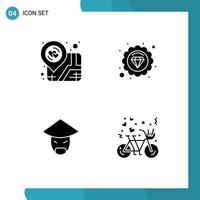 Universal Solid Glyph Signs Symbols of location monk map marketing seo bicycle Editable Vector Design Elements