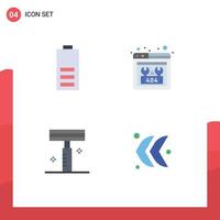 Pictogram Set of 4 Simple Flat Icons of battery beauty energy missing razor Editable Vector Design Elements