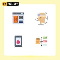 Set of 4 Commercial Flat Icons pack for browser virtual page man mobile Editable Vector Design Elements