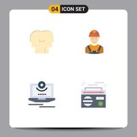 4 User Interface Flat Icon Pack of modern Signs and Symbols of empathy cam head avatar computer Editable Vector Design Elements