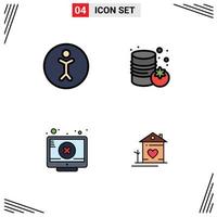 Set of 4 Modern UI Icons Symbols Signs for accessibility attention canned screen house Editable Vector Design Elements