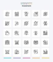 Creative Investment 25 OutLine icon pack  Such As money. global. cost. startup. currency vector