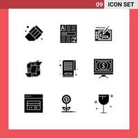 9 User Interface Solid Glyph Pack of modern Signs and Symbols of checklist partnership mobile hands business Editable Vector Design Elements