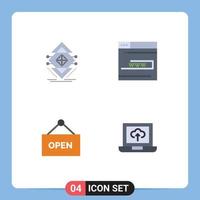 Pack of 4 creative Flat Icons of computing www science form shop Editable Vector Design Elements