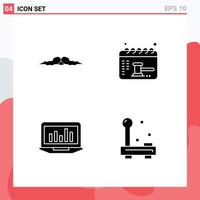 Pictogram Set of 4 Simple Solid Glyphs of moustache laptop male calendar analytics Editable Vector Design Elements