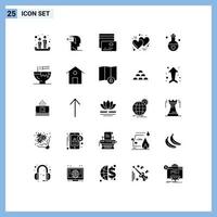 Set of 25 Modern UI Icons Symbols Signs for marriage thanks day release romantic day Editable Vector Design Elements