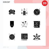 9 Creative Icons Modern Signs and Symbols of music hand free radioactive military badge Editable Vector Design Elements