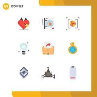Set of 9 Modern UI Icons Symbols Signs for iot internet shop bulb lens Editable Vector Design Elements