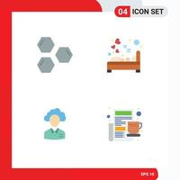 Pack of 4 Modern Flat Icons Signs and Symbols for Web Print Media such as cells sleep shape heart cloud Editable Vector Design Elements