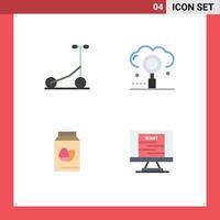 4 User Interface Flat Icon Pack of modern Signs and Symbols of scooter bottle cloud optimization holiday Editable Vector Design Elements