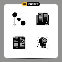 Universal Icon Symbols Group of 4 Modern Solid Glyphs of female school marriage education design Editable Vector Design Elements