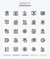 creativo global negocio 25 contorno icono paquete tal como negocio. aprendiendo. internacional. global. empeñar vector