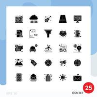 Set of 25 Modern UI Icons Symbols Signs for creative route data road musical Editable Vector Design Elements