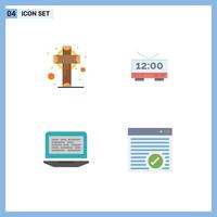 Group of 4 Modern Flat Icons Set for cross coding saint time screen Editable Vector Design Elements