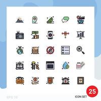 Group of 25 Filled line Flat Colors Signs and Symbols for pin mail hat sms chating Editable Vector Design Elements