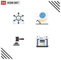 Flat Icon Pack of 4 Universal Symbols of network international people global action Editable Vector Design Elements