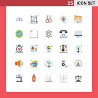 Modern Set of 25 Flat Colors Pictograph of extension data athletic analysis forming Editable Vector Design Elements