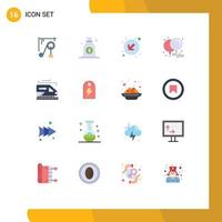 Universal Icon Symbols Group of 16 Modern Flat Colors of tag transport down train celebration Editable Pack of Creative Vector Design Elements