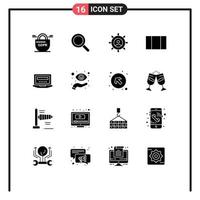 Pack of 16 creative Solid Glyphs of hardware laptop business maximize planning Editable Vector Design Elements